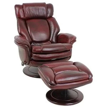 Casual Reclining Chair and Ottoman with Pedestal Bases